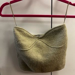 Zara green knit tube crop top